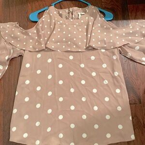 Women’s Polka Dot Lavender/off white, size L Cold Shoulder Blouse